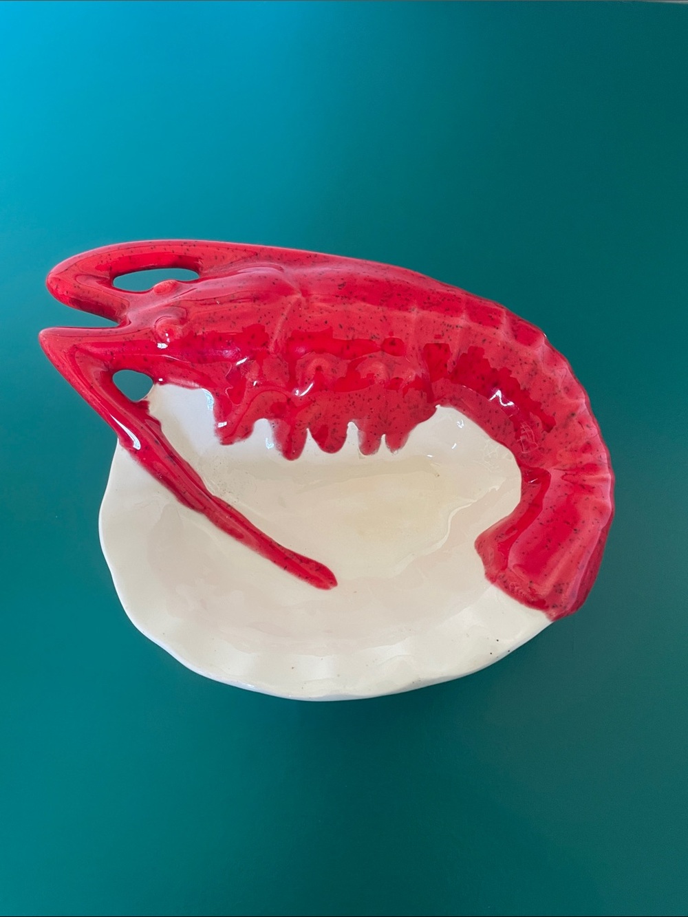 Vintage Red Shrimp Ceramic Trinket Dish/ Ashtray- PEI